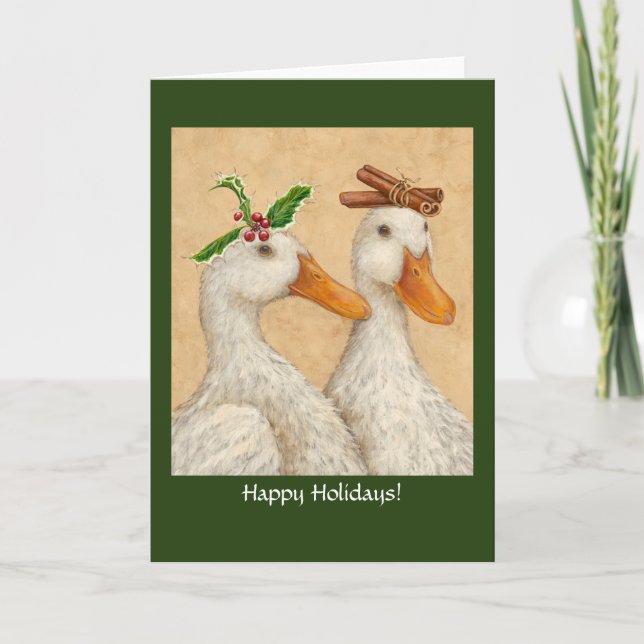 Tarjetas Navideñas de Patos Plegadas (Anverso)