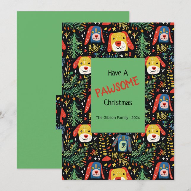 Tarjetas Navideñas de Perros Adorables (Anverso / Reverso)
