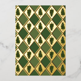 Tarjetas Navideñas de Pinos y Papel de Foil Arlequ