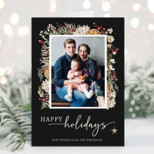 Tarjetas Navideñas Dobles con Foto Negras
