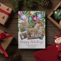 Tarjetas Navideñas Familiares con Adornos Festivos