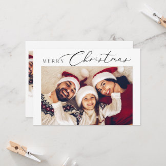 Tarjetas navideñas merry minimalistas con 4 fotos