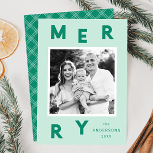Tarjetas Navideñas Modernas Letras Menta y Verde