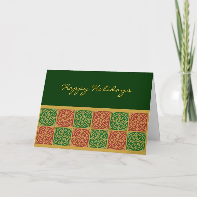 Tarjetas Navideñas Personalizadas Rojo Verde Fleur (Anverso)