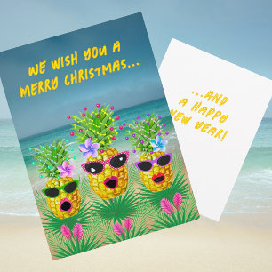 Tarjetas Navideñas Planas Tropicales de Piñas Seño