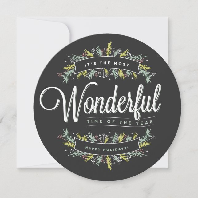 Tarjetas Navideñas Redondas con Ramilletes de Temp (Anverso)