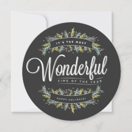 Tarjetas Navideñas Redondas con Ramilletes de Temp