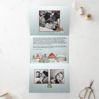 Tarjetas Navideñas Trifold de Casas Festivas