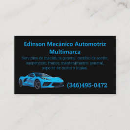 Tarjetas NegóAzul Negro Mecánico Automotriz