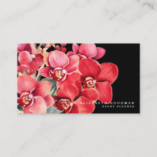 Tarjetas Negocios Clásicas de Orquídeas Rojas