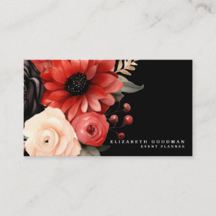 Tarjetas Negocios Florales Rojas Clásicas