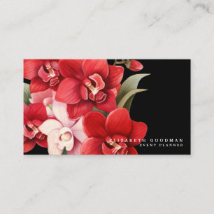 Tarjetas Negocios Orquídeas Rojas Clásicas