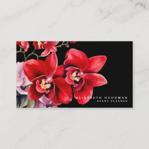 Tarjetas Negocios Orquídeas Rojas Clásicas