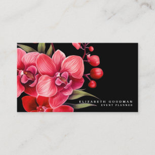 Tarjetas Negocios Orquídeas Rojas Clásicas