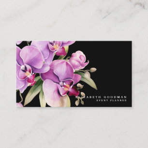 Tarjetas Negras de Negocios de Orquídeas Púrpuras 