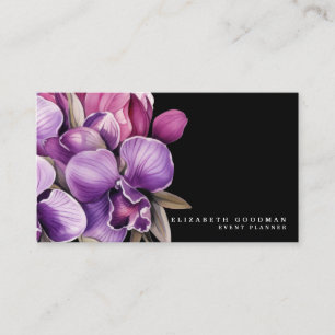 Tarjetas Negras de Negocios de Orquídeas Púrpuras