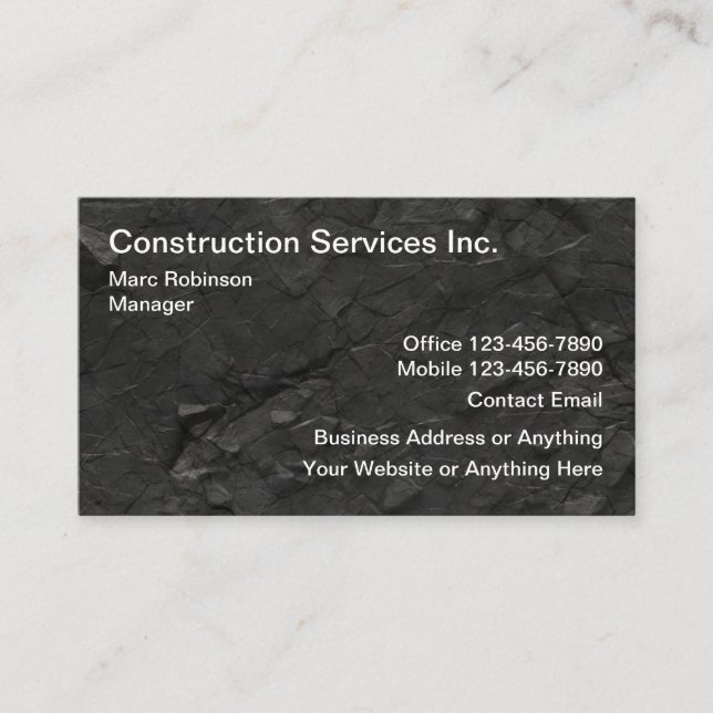 Tarjetas Negras de Servicios de Construcción (Anverso)