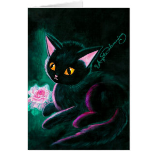Tarjetas negras del arte del gatito