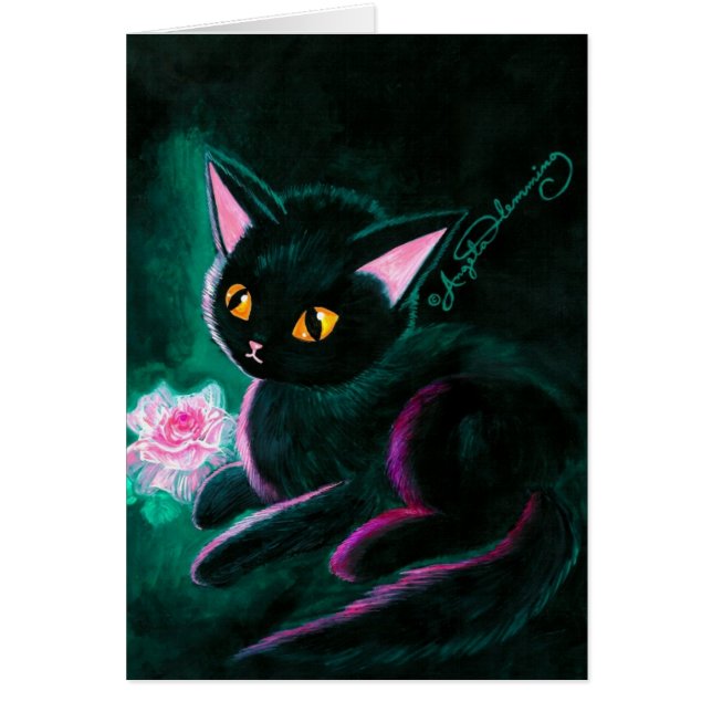 Tarjetas negras del arte del gatito (Frente)