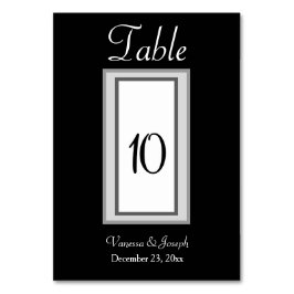 Tarjetas No. de la tabla Boda de plata blanca negr