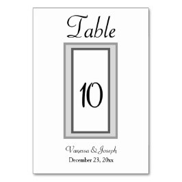Tarjetas No. de la tabla Boda de plata blanca negr