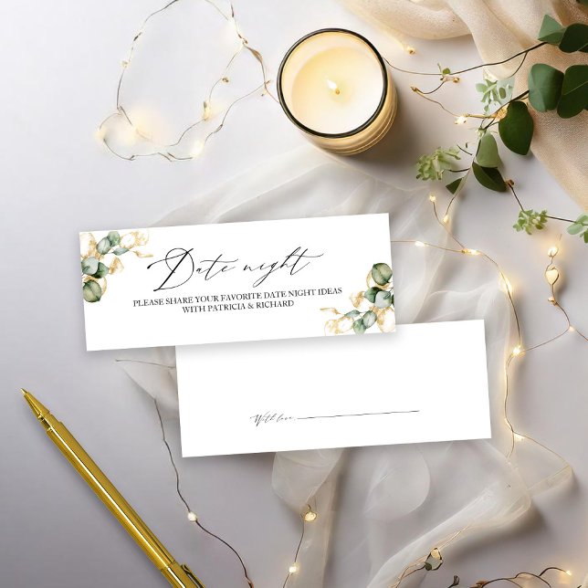 Tarjetas nocturnas Gold Greenery Bridal Shower (Subido por el creador)