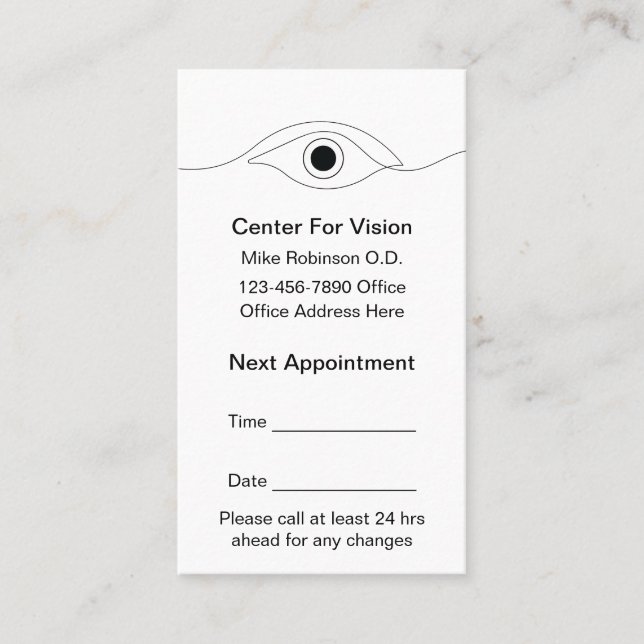 Tarjetas nuevas de cita con el médico de ojos (Anverso)
