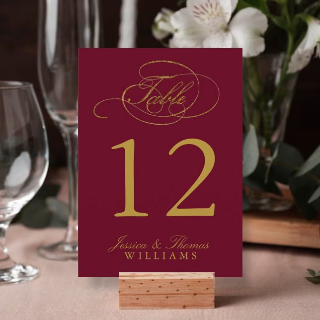 Tarjetas numeradas de mesa de boda con lámina de o (Subido por el creador)
