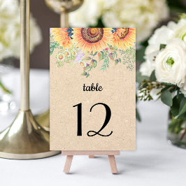 Tarjetas numéricas de Boda de girasoles rusos