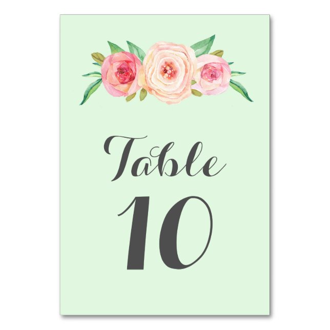 Tarjetas numéricas de la mesa de impresión floral  (Anverso)