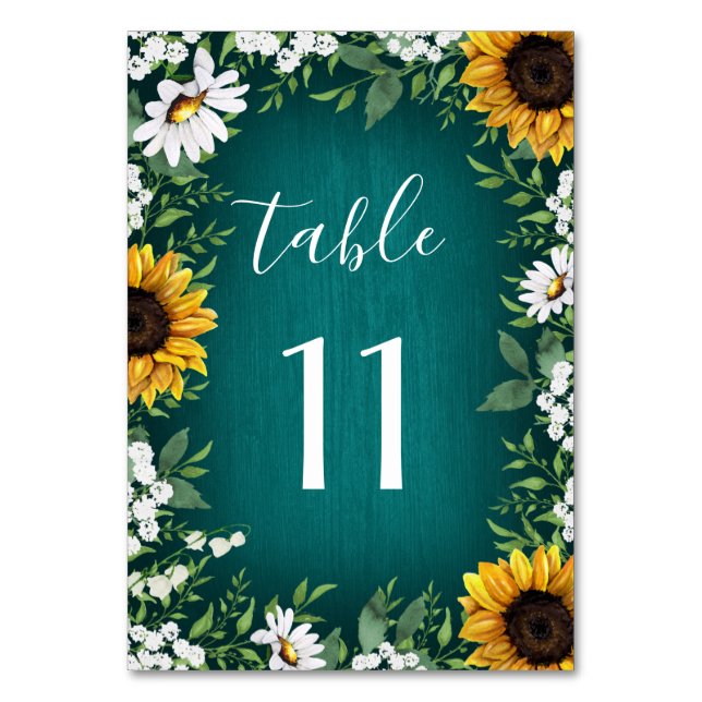 Tarjetas numero de mesa de casamiento del campo de (Anverso)