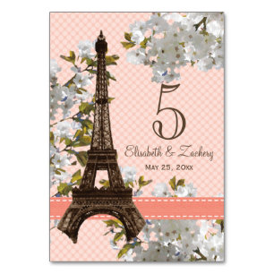 TARJETAS NÚMERO DE MESA DE TORRE EIFFEL CHERRY BLO