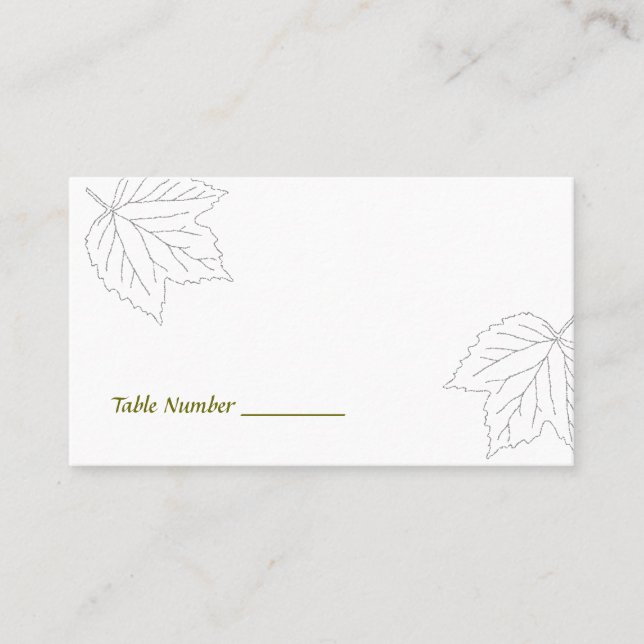 Tarjetas numero de tabla de hojas de arce (Anverso)