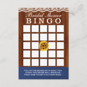 Tarjetas nupciales de madera del bingo de la ducha
