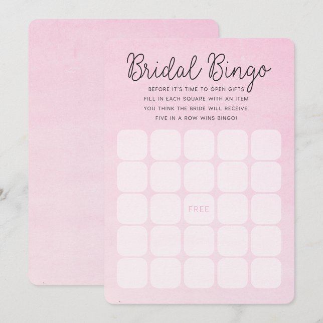 Tarjetas nupciales nupciales rosadas del bingo de (Anverso / Reverso)