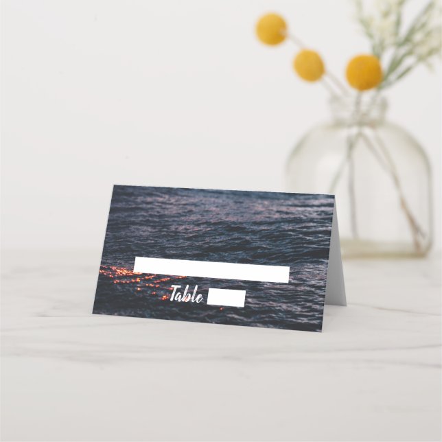 Tarjetas Ocean Sunset Boda Place (Anverso)