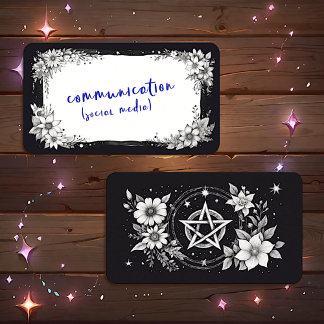 Tarjetas Oracle Pentagram Floral en blanco