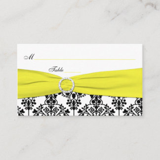 Tarjetas para lugares de damasco amarillas, blanca