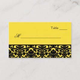 Tarjetas para lugares de damasco amarillo y negro