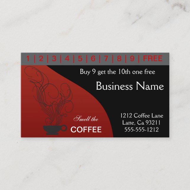 Tarjetas para punzonado de café (Anverso)