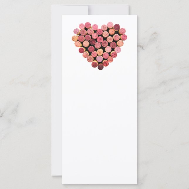 Tarjetas para rack de corazón de corcho de vino (Anverso)