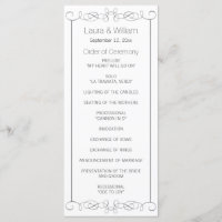 Tarjetas para rack Gray Swirls Wedding Program
