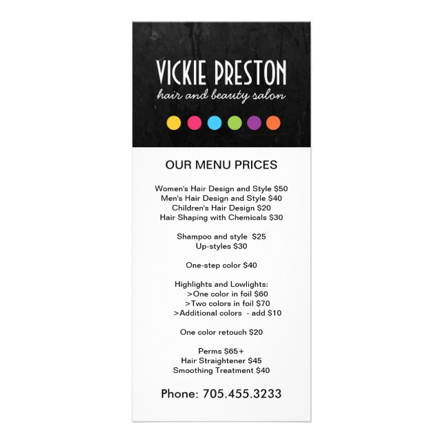 Tarjetas para rack Hair Salon (Frente)