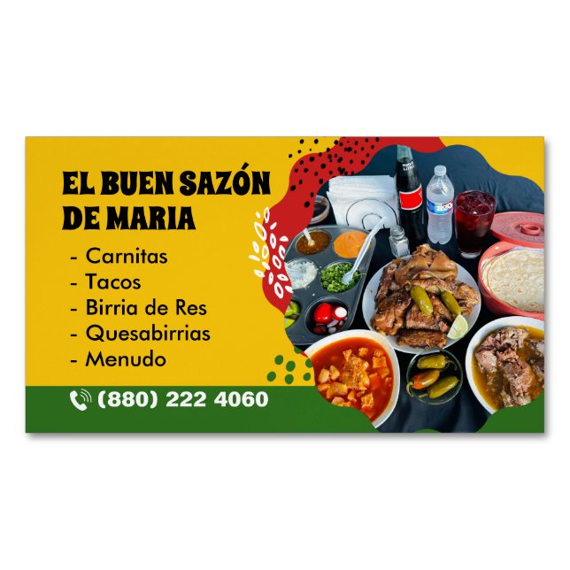 Tarjetas para Venta de Comida Comida Mexicana (Anverso)