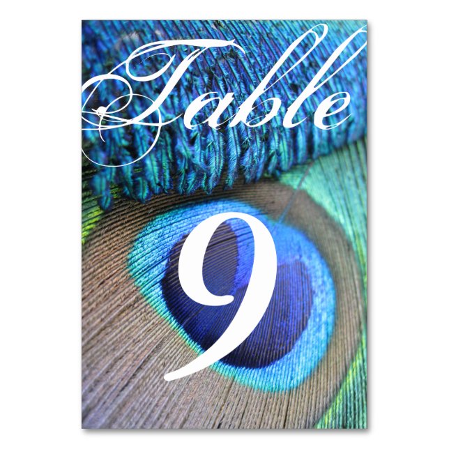 Tarjetas peacock Feather Table Number (Reverso)