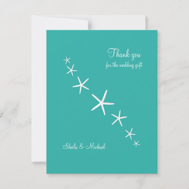 Tarjetas pequeñas de agradecimiento Starfish Blue  (Anverso)