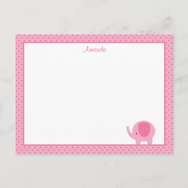 Tarjetas pequeñas del elefante rosa Elefante (Anverso)