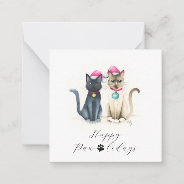 Tarjetas pequeñas para Navidades de gato (Anverso)