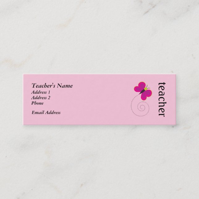 Tarjetas personales del profesor rosado lindo (Anverso)