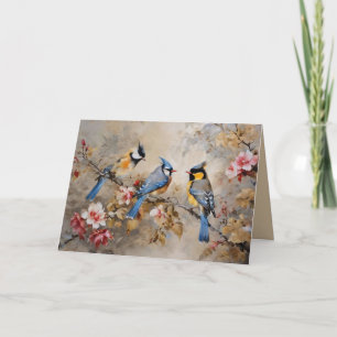 Tarjetas personalizables de pájaros y flores en ac